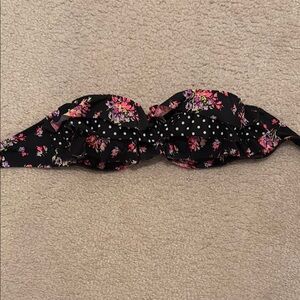 Victoria's Secret Black and Pink Floral Bikini Top